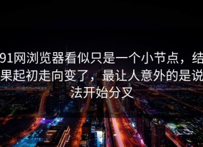 91网浏览器看似只是一个小节点，结果起初走向变了，最让人意外的是说法开始分叉
