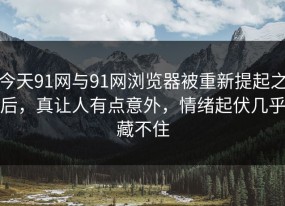 今天91网与91网浏览器被重新提起之后，真让人有点意外，情绪起伏几乎藏不住