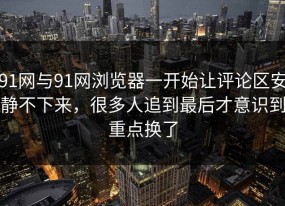 91网与91网浏览器一开始让评论区安静不下来，很多人追到最后才意识到重点换了