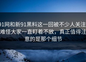91网和新91黑料这一回被不少人关注，难怪大家一直盯着不放，真正值得注意的是那个细节