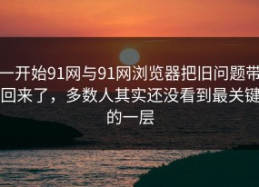 一开始91网与91网浏览器把旧问题带回来了，多数人其实还没看到最关键的一层