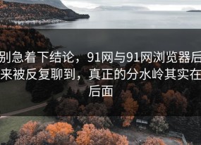 别急着下结论，91网与91网浏览器后来被反复聊到，真正的分水岭其实在后面