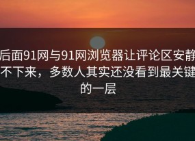 后面91网与91网浏览器让评论区安静不下来，多数人其实还没看到最关键的一层