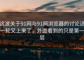 这波关于91网与91网浏览器的讨论这一轮又上来了，外面看到的只是第一层