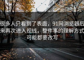 很多人只看到了表面，91网浏览器后来再次进入视线，整件事的理解方式可能都要改写