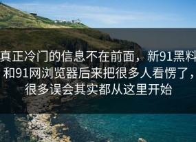 真正冷门的信息不在前面，新91黑料和91网浏览器后来把很多人看愣了，很多误会其实都从这里开始