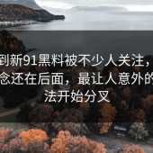没想到新91黑料被不少人关注，真正的悬念还在后面，最让人意外的是说法开始分叉
