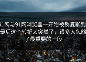 91网与91网浏览器一开始被反复聊到，最后这个转折太突然了，很多人忽略了最重要的一段