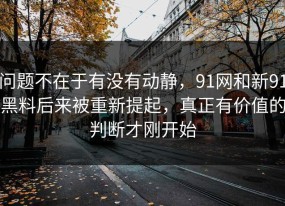 问题不在于有没有动静，91网和新91黑料后来被重新提起，真正有价值的判断才刚开始