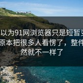 本来以为91网浏览器只是短暂变化，结果原本把很多人看愣了，整件事突然就不一样了