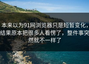 本来以为91网浏览器只是短暂变化，结果原本把很多人看愣了，整件事突然就不一样了