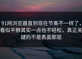 91网浏览器直到现在节奏不一样了，看似平静其实一点也不轻松，真正关键的不是表面那层