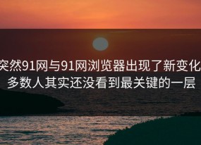 突然91网与91网浏览器出现了新变化，多数人其实还没看到最关键的一层