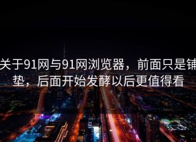 关于91网与91网浏览器，前面只是铺垫，后面开始发酵以后更值得看