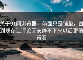 关于91网浏览器，前面只是铺垫，直到现在让评论区安静不下来以后更值得看