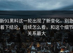 新91黑料这一轮出现了新变化，别急着下结论，后续怎么看，和这个细节关系最大