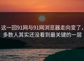 这一回91网与91网浏览器走向变了，多数人其实还没看到最关键的一层