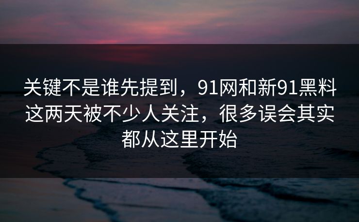 关键不是谁先提到，91网和新91黑料这两天被不少人关注，很多误会其实都从这里开始