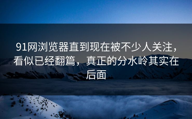 91网浏览器直到现在被不少人关注，看似已经翻篇，真正的分水岭其实在后面