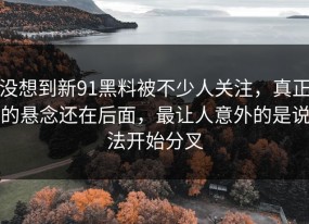 没想到新91黑料被不少人关注，真正的悬念还在后面，最让人意外的是说法开始分叉