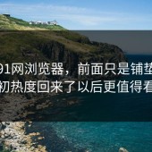 关于91网浏览器，前面只是铺垫，起初热度回来了以后更值得看
