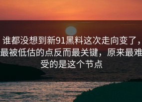 谁都没想到新91黑料这次走向变了，最被低估的点反而最关键，原来最难受的是这个节点