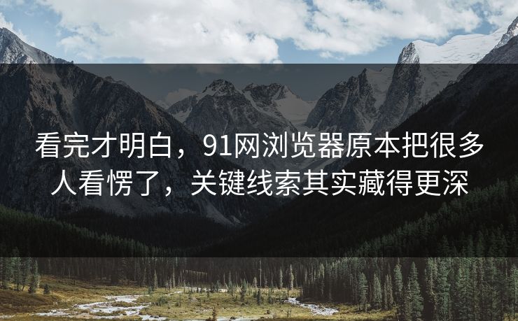 看完才明白，91网浏览器原本把很多人看愣了，关键线索其实藏得更深