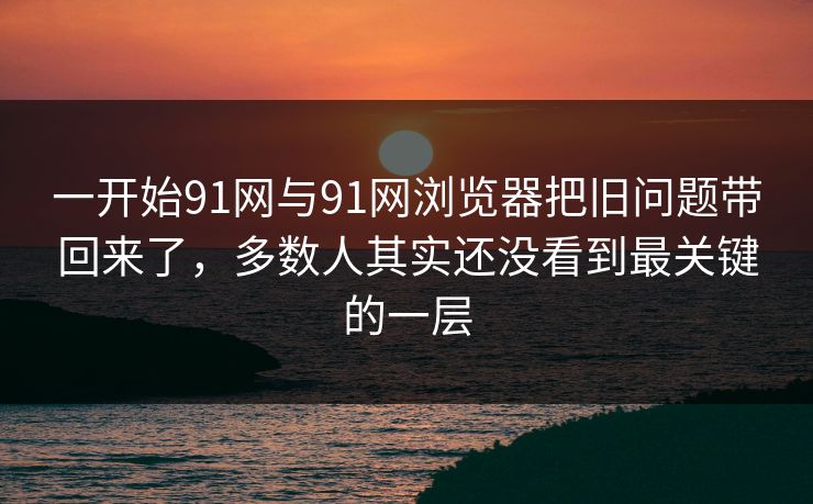 一开始91网与91网浏览器把旧问题带回来了，多数人其实还没看到最关键的一层
